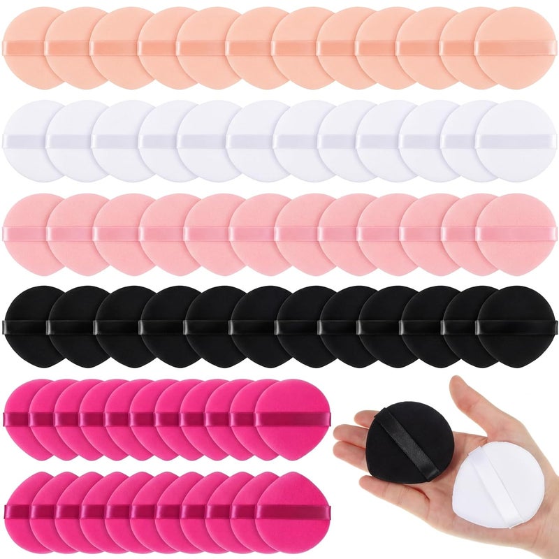 Meanplan 100 Pcs Powder Puff Face Soft Makeup Sponge Triangle Powder Puffs for Loose Velour Cosmetic Foundation Wet Dry Sponge Makeup Tools(Vivid Colors) - Image 1